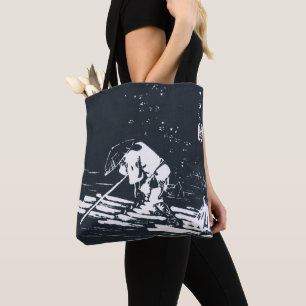 Bolso De Tela Hanaikada de pintura japonés en Black&White