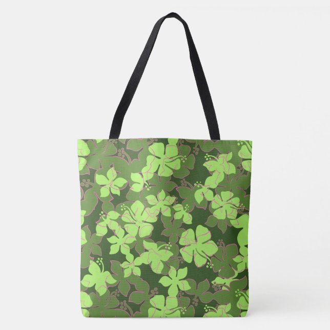 Bolso De Tela Hanalei Hawaiian Hibiscus Camo Floral Beach Bag (Anverso)