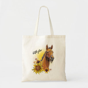 Bolso De Tela Hand drawing horse with sunflowers