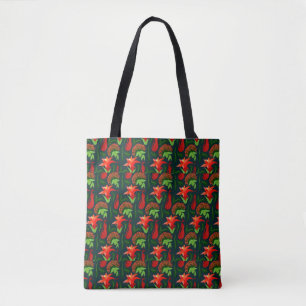 Bolso De Tela Hand Painted Exotic Red Flowers Pattern