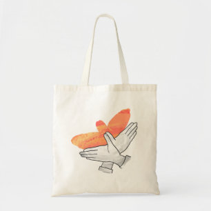 Bolso De Tela Hand Silhouette Eagle Naranja