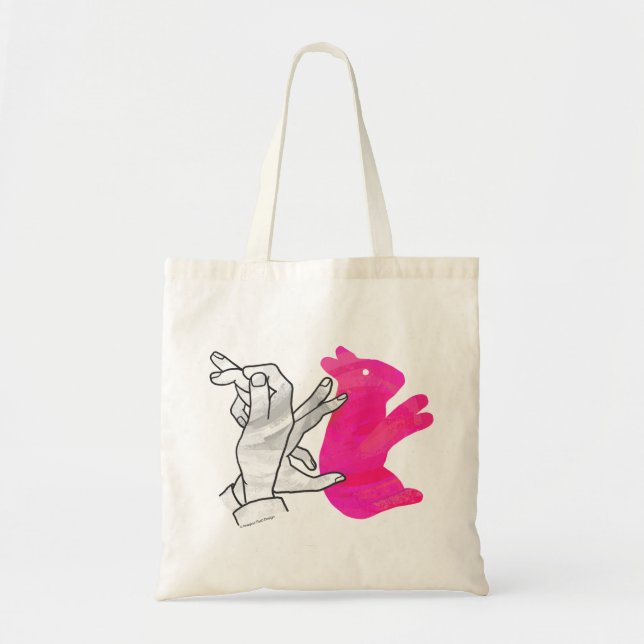 Bolso De Tela Hand Silhouette Rabbit Pink (Frente)