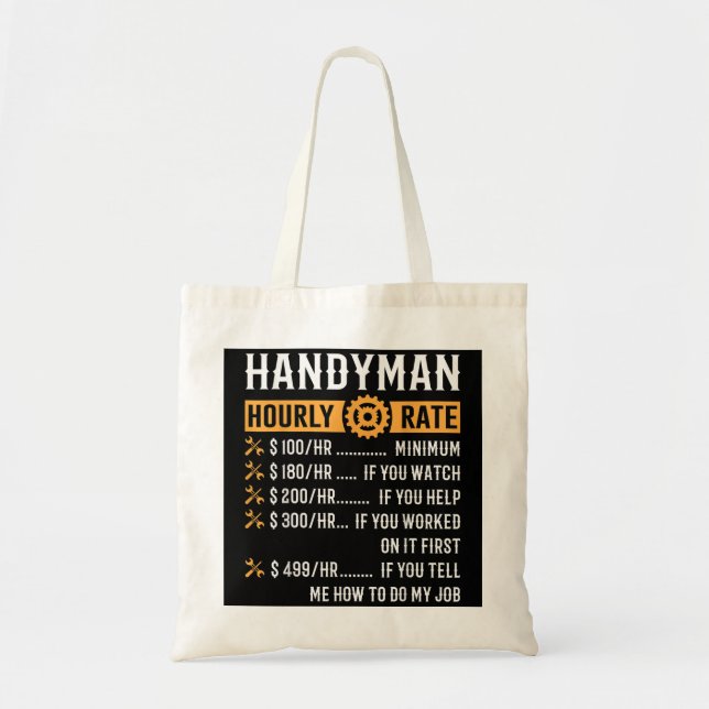 Bolso De Tela Handyman Hourrate Graciosos Regalos Handyman (Frente)