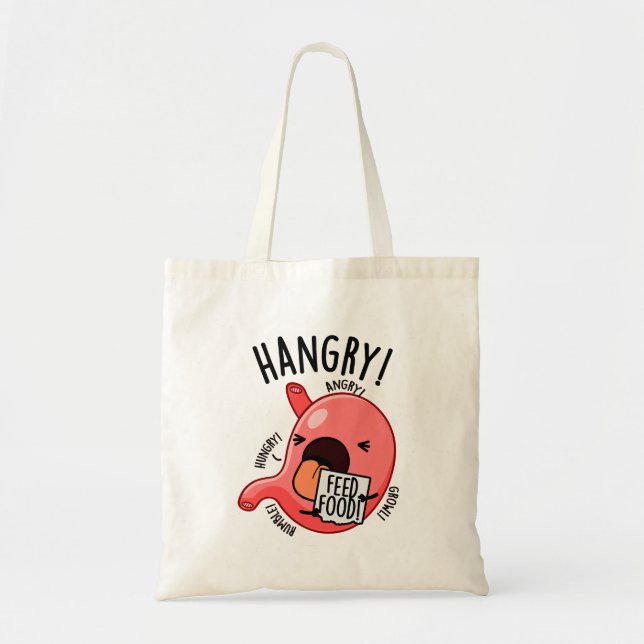 Bolso De Tela Hangry Funny Stomach Pun (Frente)