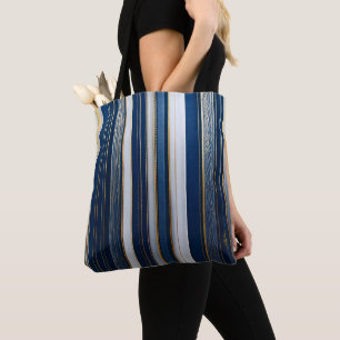 Bolso De Tela Hanukkah Blues Stripes Blue White Gold