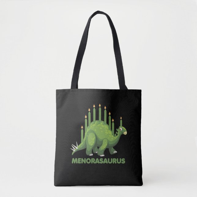 Bolso De Tela Hanukkah Dinosaur Menorah Jew (Anverso)