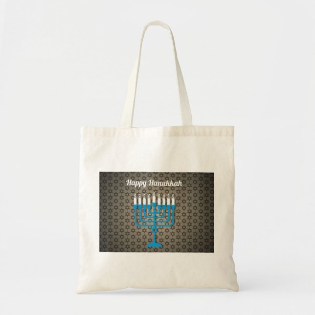 Bolso De Tela hanukkah feliz negro (Frente)