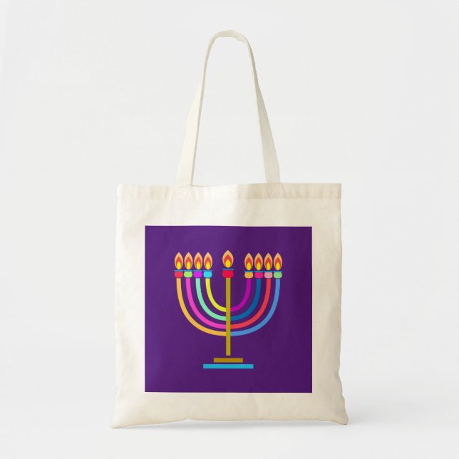 Bolso De Tela Hanukkah Menorah Luces Símbolo de vacaciones (Frente)