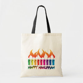 Bolso De Tela Hanukkah Rainbow Menorah