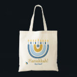 Bolso De Tela HANUKKAH Stars Menorah Dreidel Tote Bag<br><div class="desc">Nuestra Bolsa de Tote de Arcoiris Menorah Hanukkah tiene un popular diseño arcoiris que se repite para convertirse en una alegre menorah Hanukkah/ Chanukah. Con una salpicadura de estrellas judías de David, este diseño moderno es una manera hermosa y divertida de desear a la familia y amigos un Hanukkah feliz...</div>