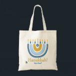 Bolso De Tela HANUKKAH Stars Menorah Dreidel Tote Bag<br><div class="desc">Nuestra Bolsa de Tote de Arcoiris Menorah Hanukkah tiene un popular diseño arcoiris que se repite para convertirse en una alegre menorah Hanukkah/ Chanukah. Con una salpicadura de estrellas judías de David, este diseño moderno es una manera hermosa y divertida de desear a la familia y amigos un Hanukkah feliz...</div>