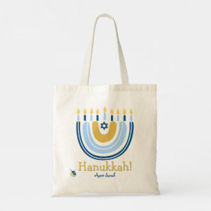 Bolso De Tela HANUKKAH Stars Menorah Dreidel Tote Bag