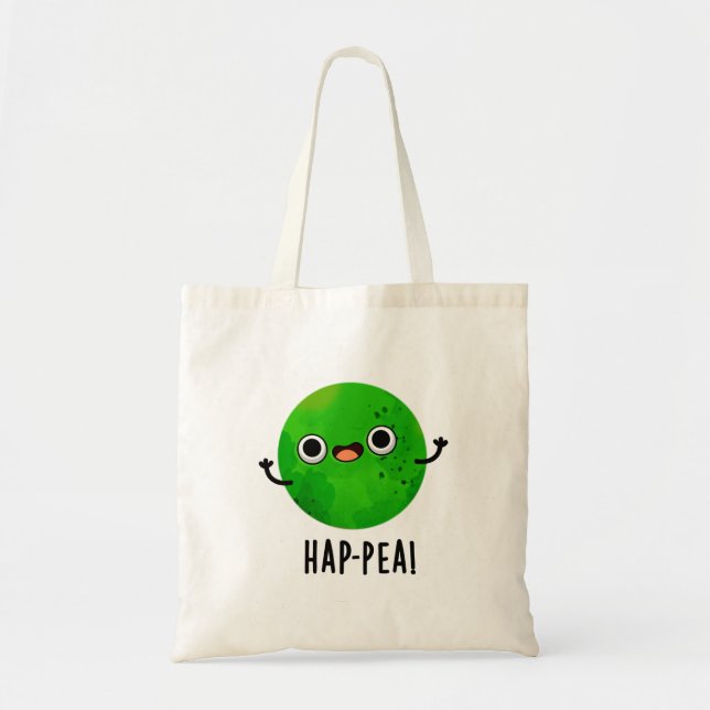 Bolso De Tela Hap-pea Funny Happy Pea Pun (Frente)