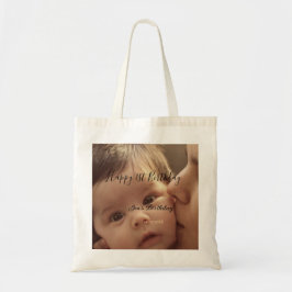 Bolso De Tela Happy 1st birthday name photo date stylish calligr