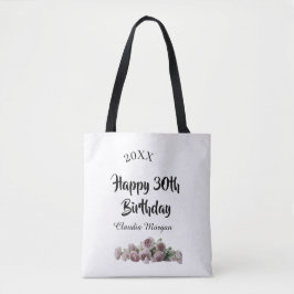 Bolso De Tela Happy 30th birthday pink white mauve floral name y