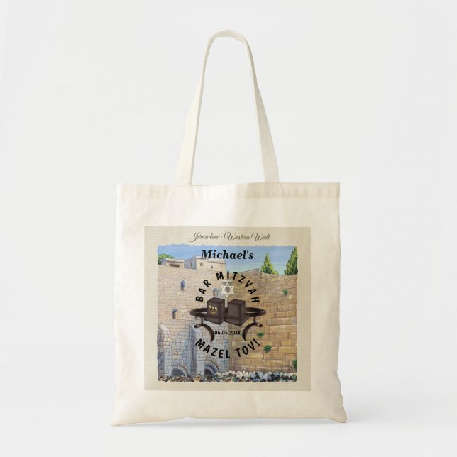 Bolso De Tela Happy Bar Mitzvah Jerusalem Kotel Western Wall (Frente)
