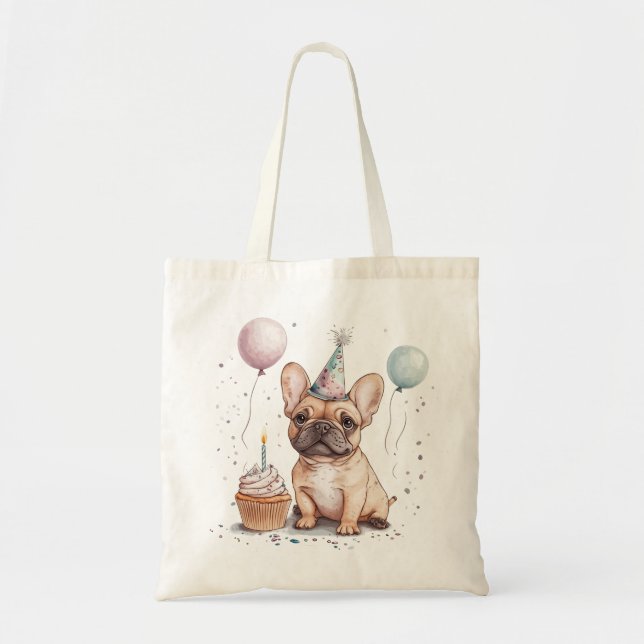 Bolso De Tela Happy Birthday French Bulldog (Frente)