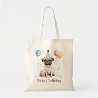 Bolso De Tela Happy Birthday Pug Dog