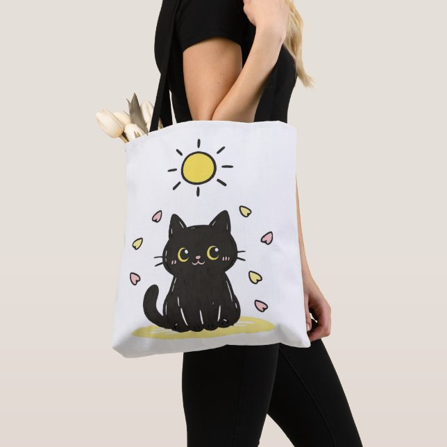 Bolso De Tela Happy Black Cat Sunshine (Detalle)