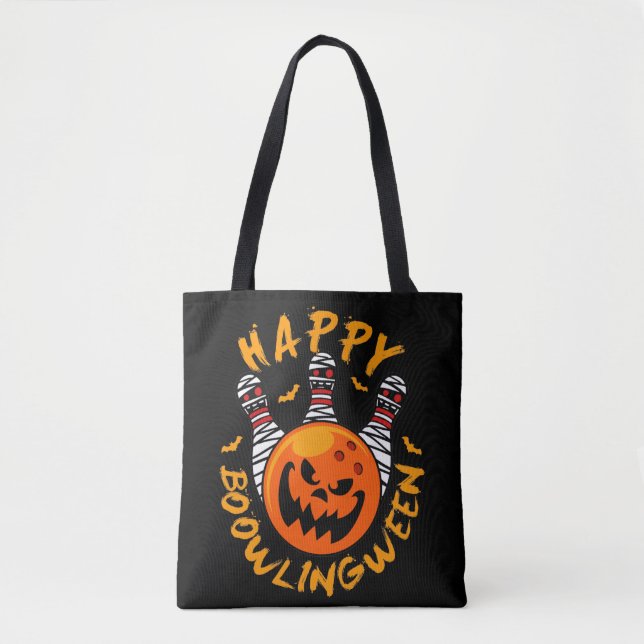 Bolso De Tela Happy Bowlingween Halloween Bowling (Anverso)