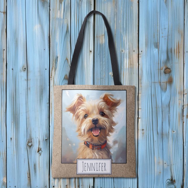 Bolso De Tela Happy Bright Yorkie Yorkshire Terrier Dog Name (Subido por el creador)