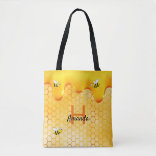 Bolso De Tela Happy Bumble abejas honeycomb miel nombre goteo