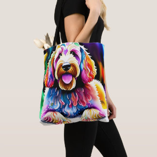 Bolso De Tela Happy Dog Goldendoodle Watercolor Design
