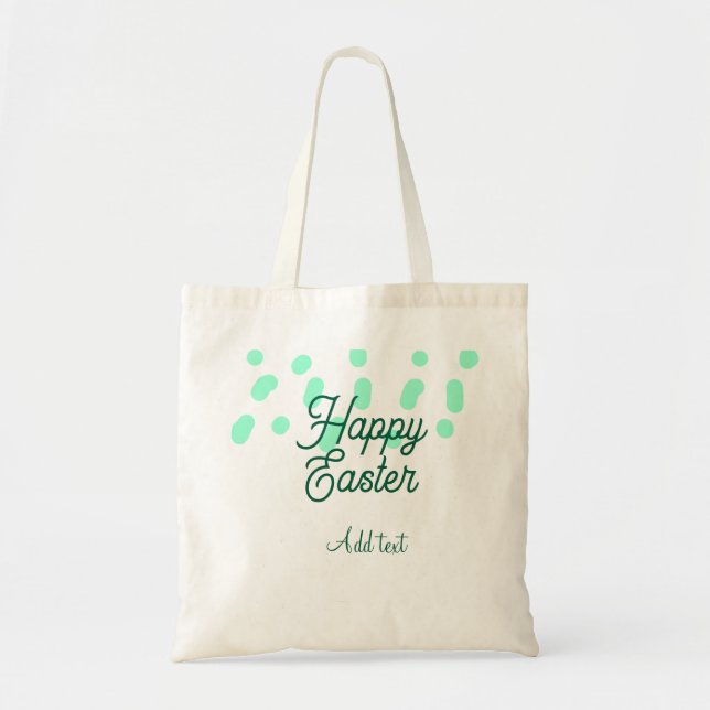 Bolso De Tela Happy Easter green eggs pastel name date simple  (Frente)