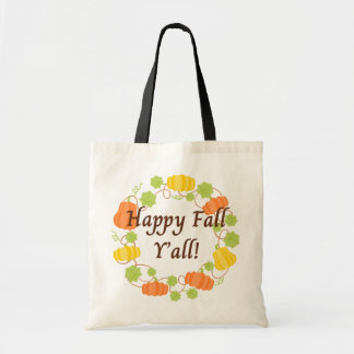 Bolso De Tela Happy Fall Y'all Pumpkin Wreath Toag