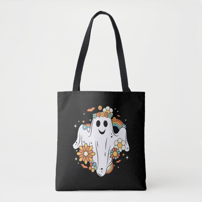 Bolso De Tela Happy Ghost Retro Hippie Vibe (Anverso)