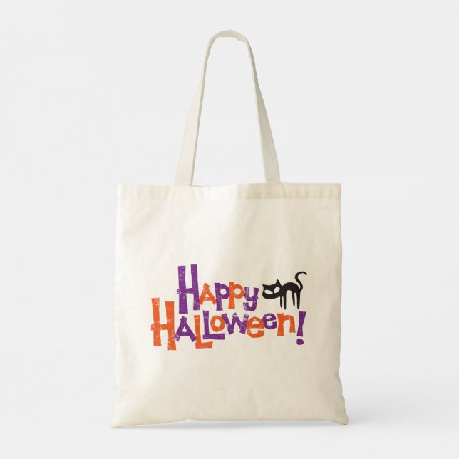 Bolso De Tela Happy Halloween Fun Black Cat (Reverso)