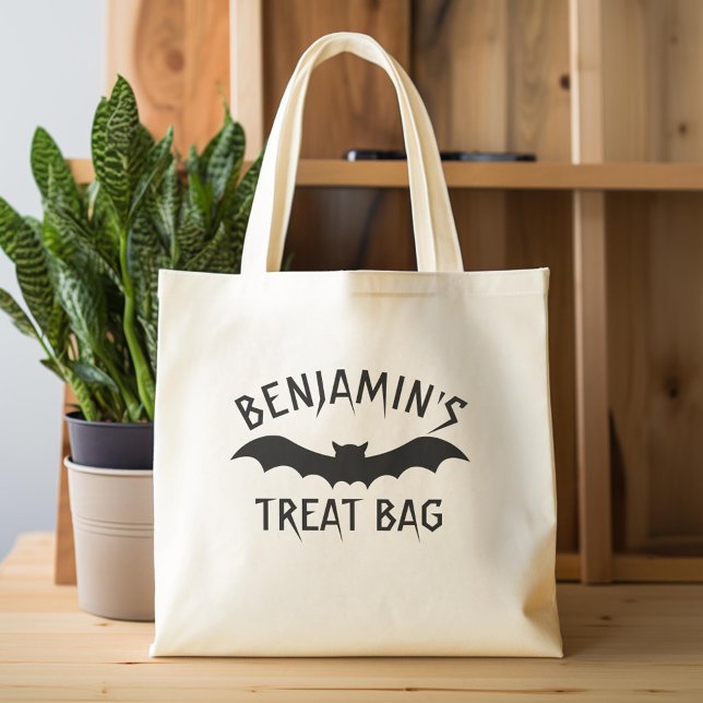 Bolso De Tela Happy Halloween Treat Custom Name Cute (Custom Tote Bag)
