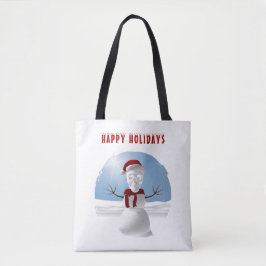 Bolso De Tela Happy Holidays. Funny skull-head snowman