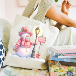 Bolso De Tela Happy Holidays Snowman Tote Bag