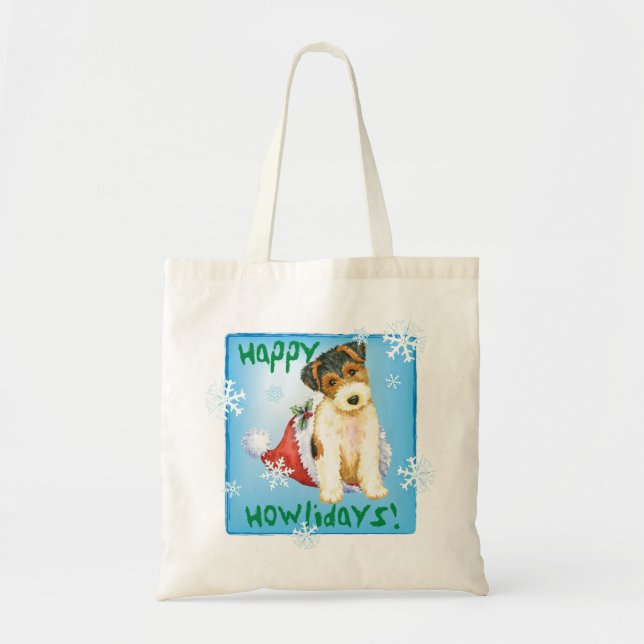 Bolso De Tela Happy Howliday Wire Fox Terrier (Frente)