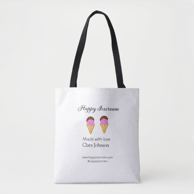 Bolso De Tela Happy Icecream add name website social media  (Anverso)