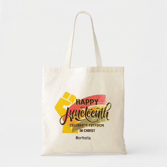 Bolso De Tela HAPPY JUNETEENTH Christian (Frente)