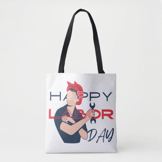 Bolso De Tela happy labor day  for hardworking women- 2024  (Anverso)