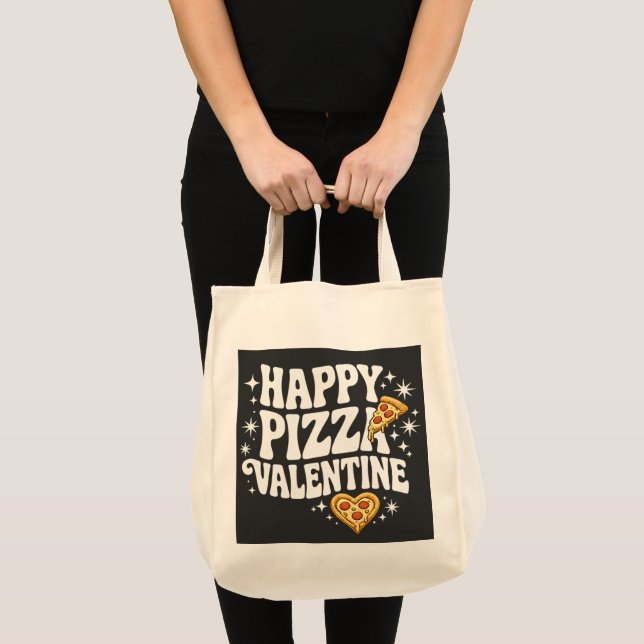 Bolso De Tela Happy Pizza Valentine Funny Pizza Love Design (Anverso (producto))