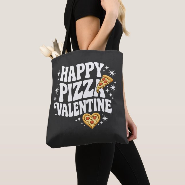 Bolso De Tela Happy Pizza Valentine Funny Pizza Love Design (Detalle)