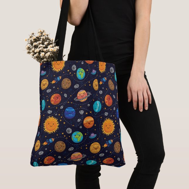 Bolso De Tela Happy Planets Tote Bag (Detalle)