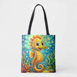 Bolso De Tela Happy Seahorse Underwater Art - Kids Ocean