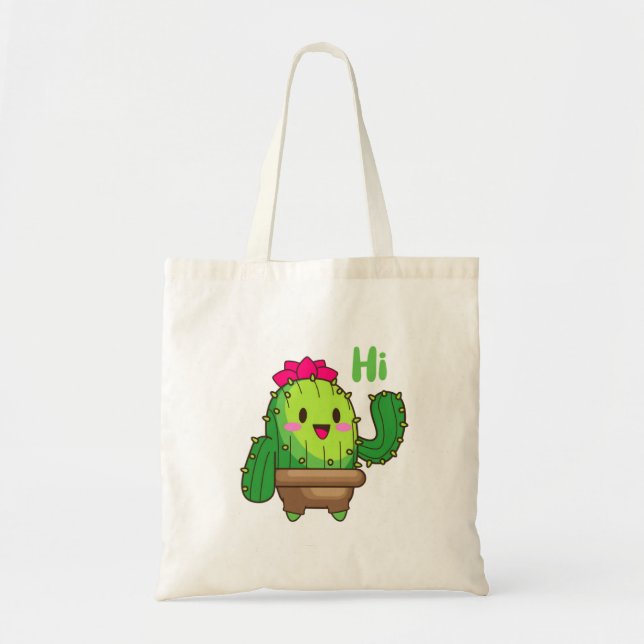 Bolso De Tela Happy Smiling Cactus Kawai Tote Bag