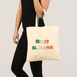 Bolso De Tela Happy St. Patrick Irish Flag Colors Typography
