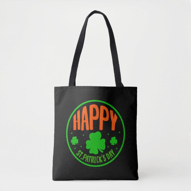 Bolso De Tela Happy St. Patrick's Day Circle Design-63501 (Anverso)