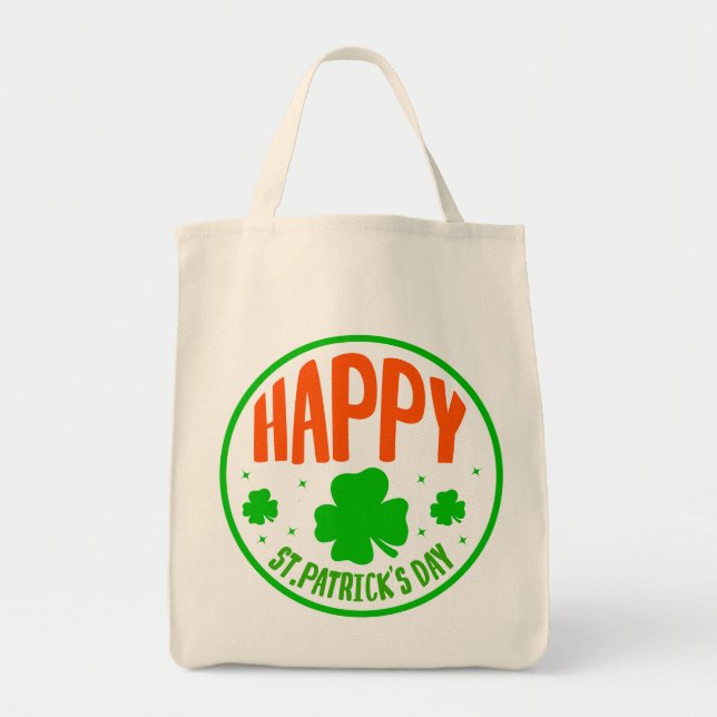 Bolso De Tela Happy St. Patrick's Day Circle Design-63501 (Frente)