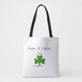Bolso De Tela Happy St. Patrick's day green shamrock name 