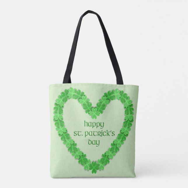Bolso De Tela Happy St Patricks Day Heart (Reverso)