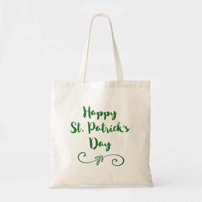 Bolso De Tela Happy St. Patrick's Day Trendy Font Typography (Frente)