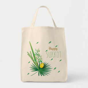 Bolso De Tela Happy Sukkot Lulav y Etrog Watercolor Pattern